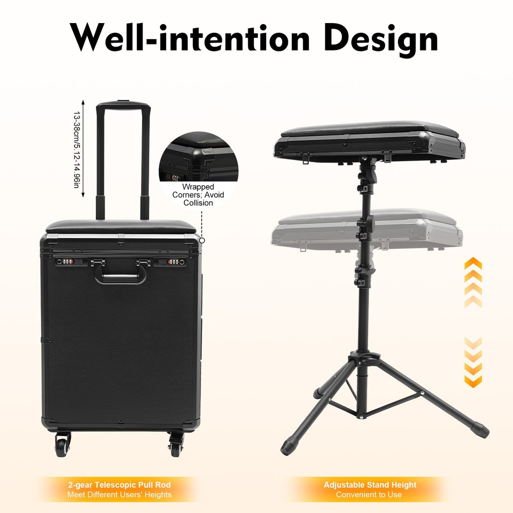 Rolling Makeup Case, Makeup Case With 4 Universal Wheels, Makeup Case With Lock