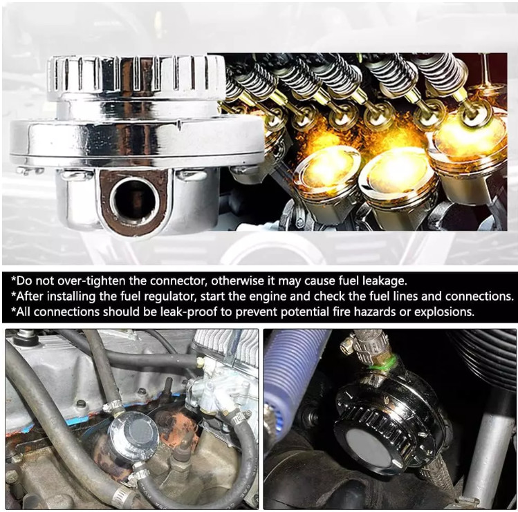 Universal 1-6 PSI Adjustable Fuel Pressure Regulator Kit For Carburetor Engine