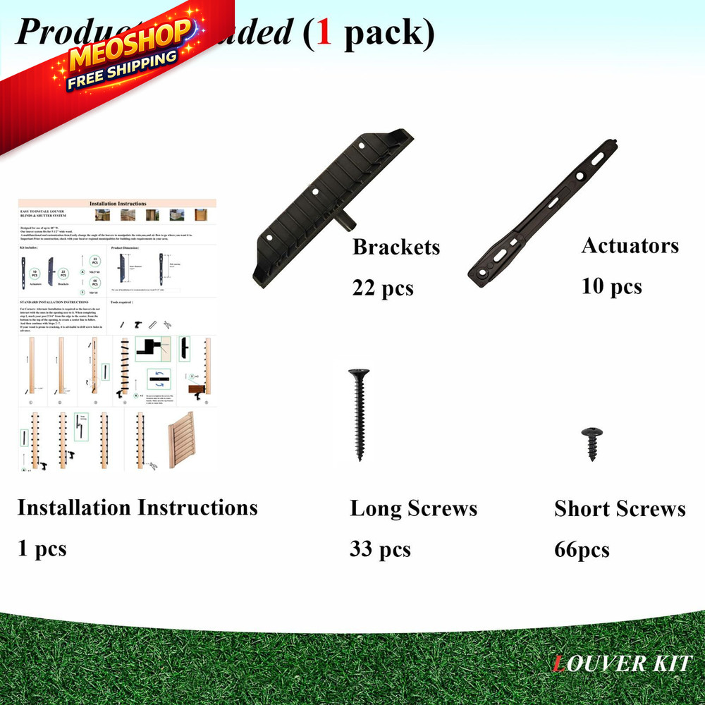 Explranltec Louver Bracket Kit, Deck Sunblind System, Shutters Hardware Black