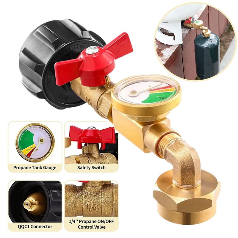 1Lb To 20Lb Tank Propane Refill Adapter Kit With Gauge And ON-Off Control Valve