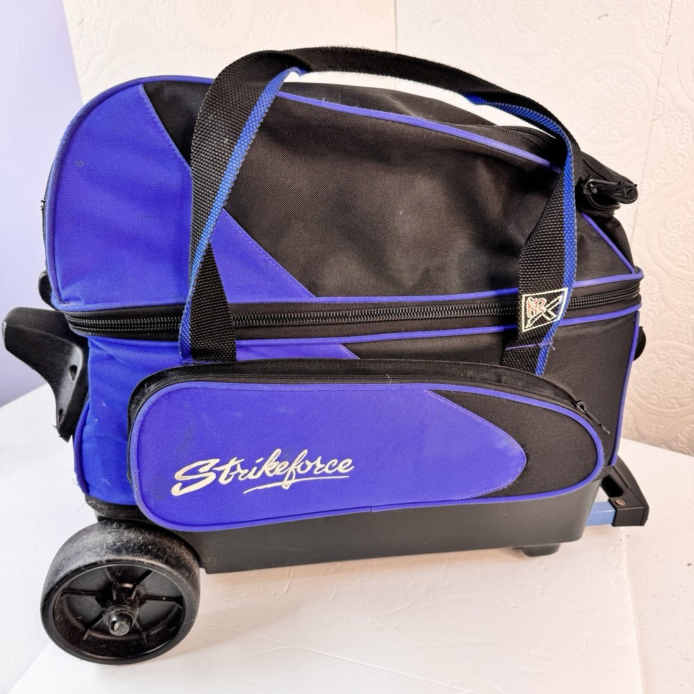 KRX Strikeforce 2 Bowling Ball Black Blue Rolling Bag Case