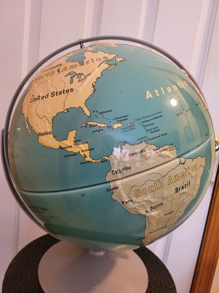NYSTROM First Globe Herff Jones Raised Relief 16" Diameter Double Axis Map 31-47