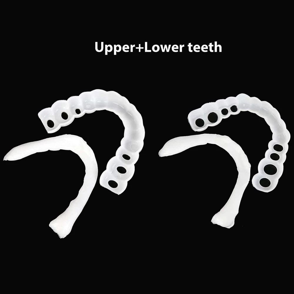 Snap On Upper and Bottom Set False Teeth Dental Veneers Denture Tooth Cover US