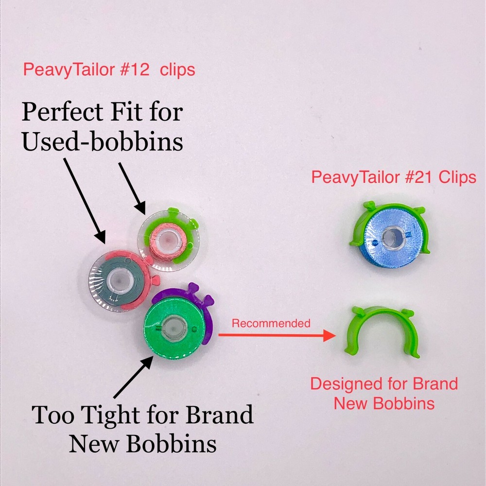 PeavyTailor 48Pcs (#12) Bobbin Holders Thread Clips Spool Huggers for Embroidery