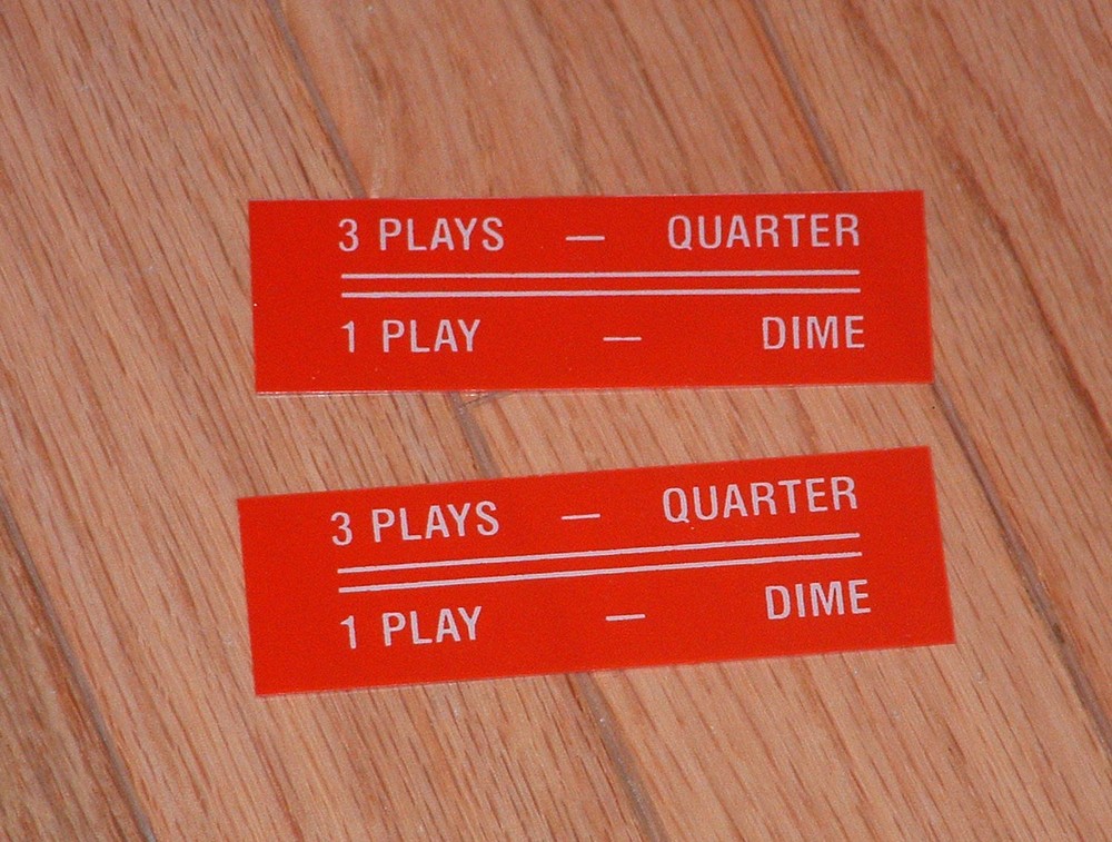 Seeburg 3 Plays for a Quarter 1 Play a Dime inserts