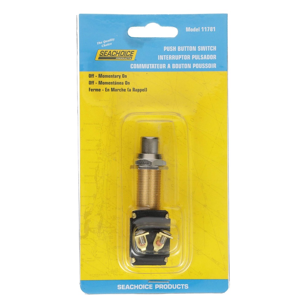 Seachoice 2-Position Push Button Starter/Horn Switch,Silver