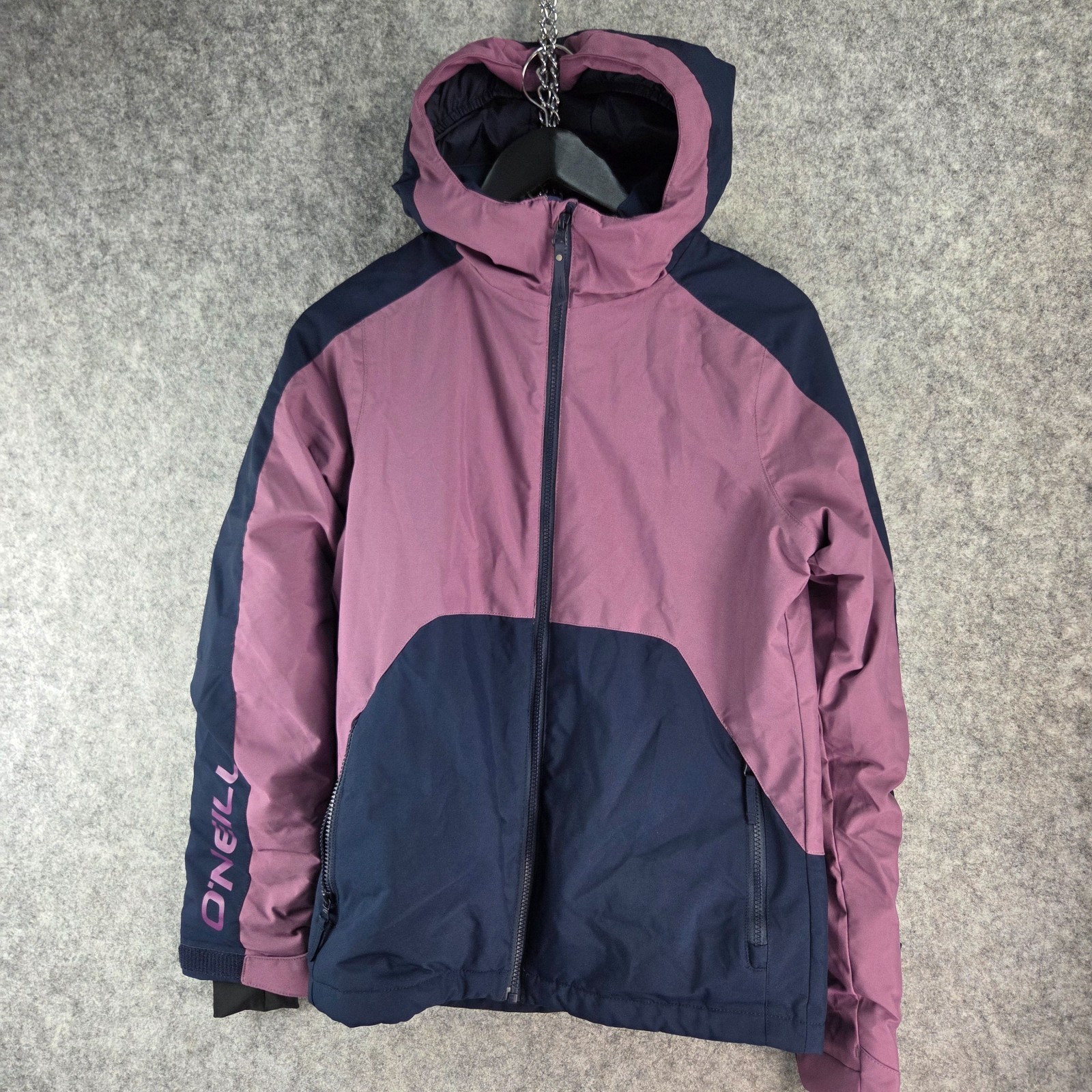 O'Neill Jacket Girls 16 Pink Blue Ski Snow Jacket Winter Hoodie 14928