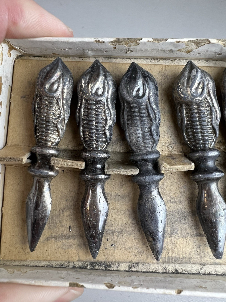 Lot of 8 Vintage Silver Plate Corn Cob Holders