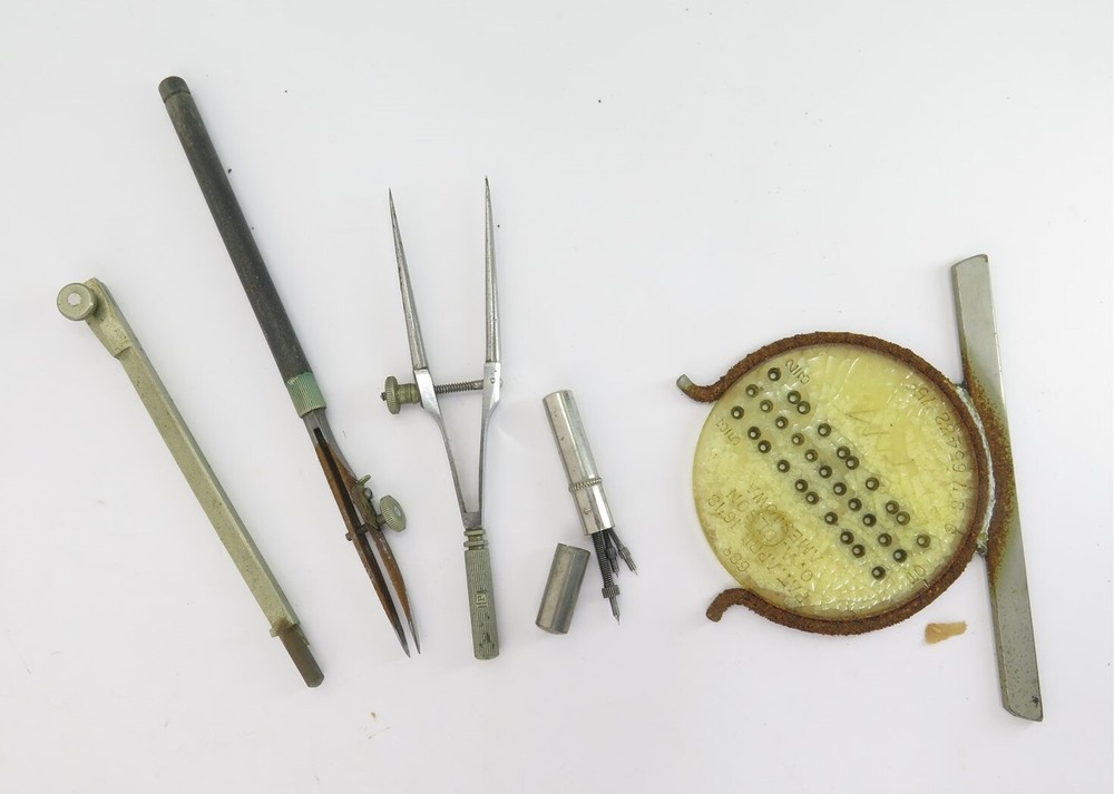 Dietzgen Vintage Drafting Tool Set w/ case Architecture Drawing Instruments