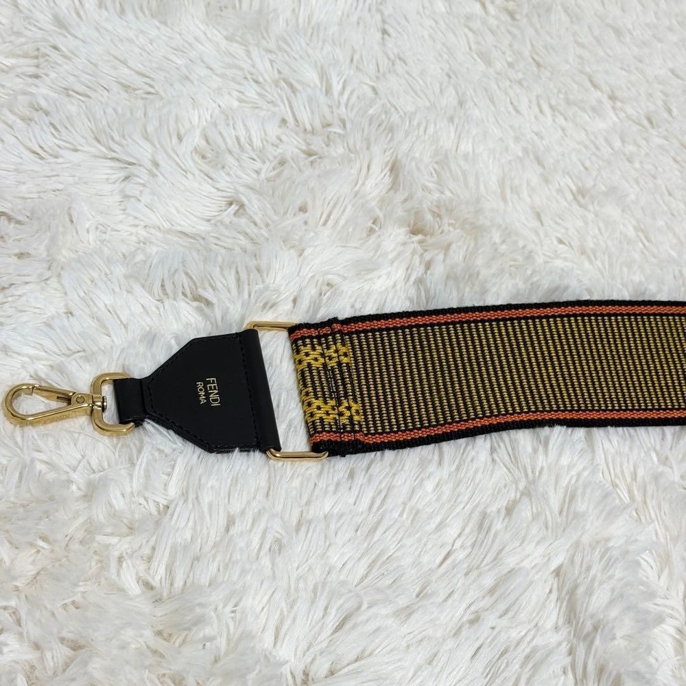 Fendi Strap You Shoulder Strap Multicolor Logo Leather Canvas