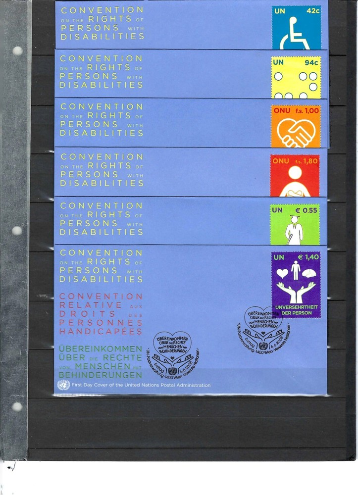 2008 Persons with Disabilities - Single Stamp FDC's - UNPA Cachet(208A)