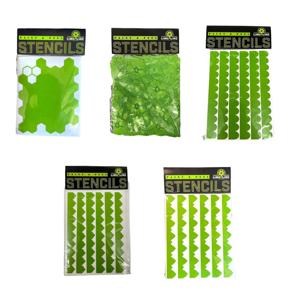 LiME LiNE Reuseable Stencils Set - Includes 5 Different Designs