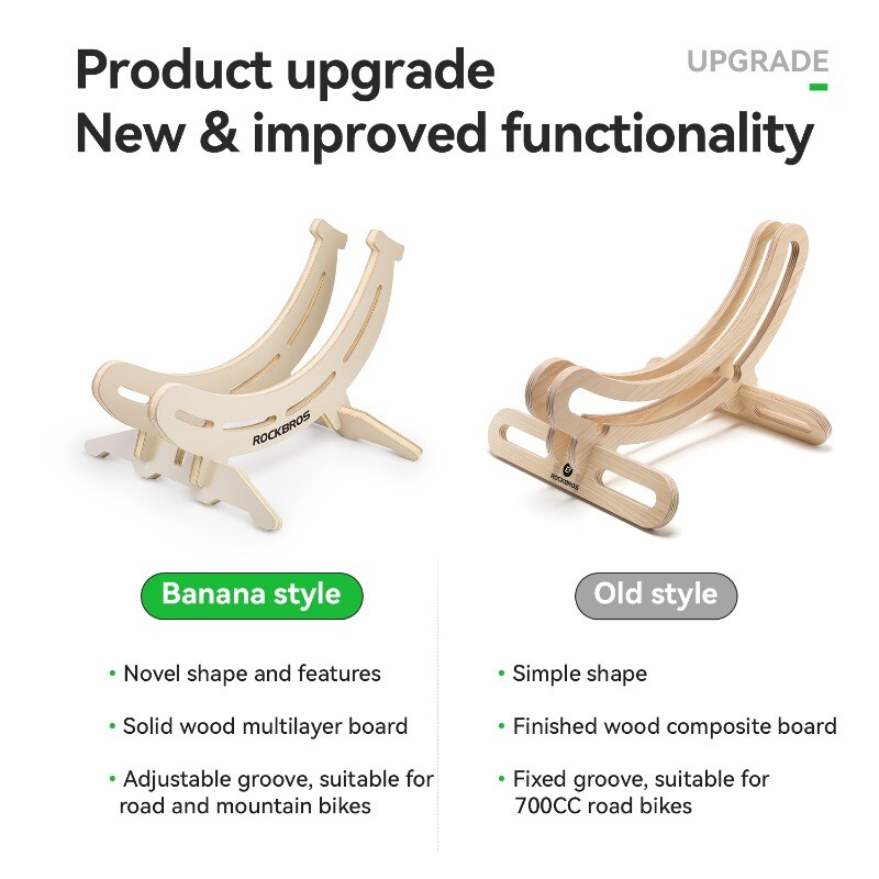 ROCKBROS Wooden Bike Stand Easy Bicycle Storage Rack For Road Mountain Bikes