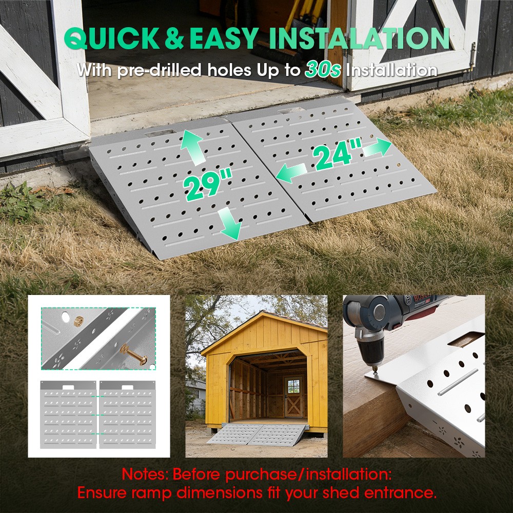 Shed Ramp for Riding Mower & Lawn Equipment Anti-Slip Punch Plate Ramp 1/2PCS