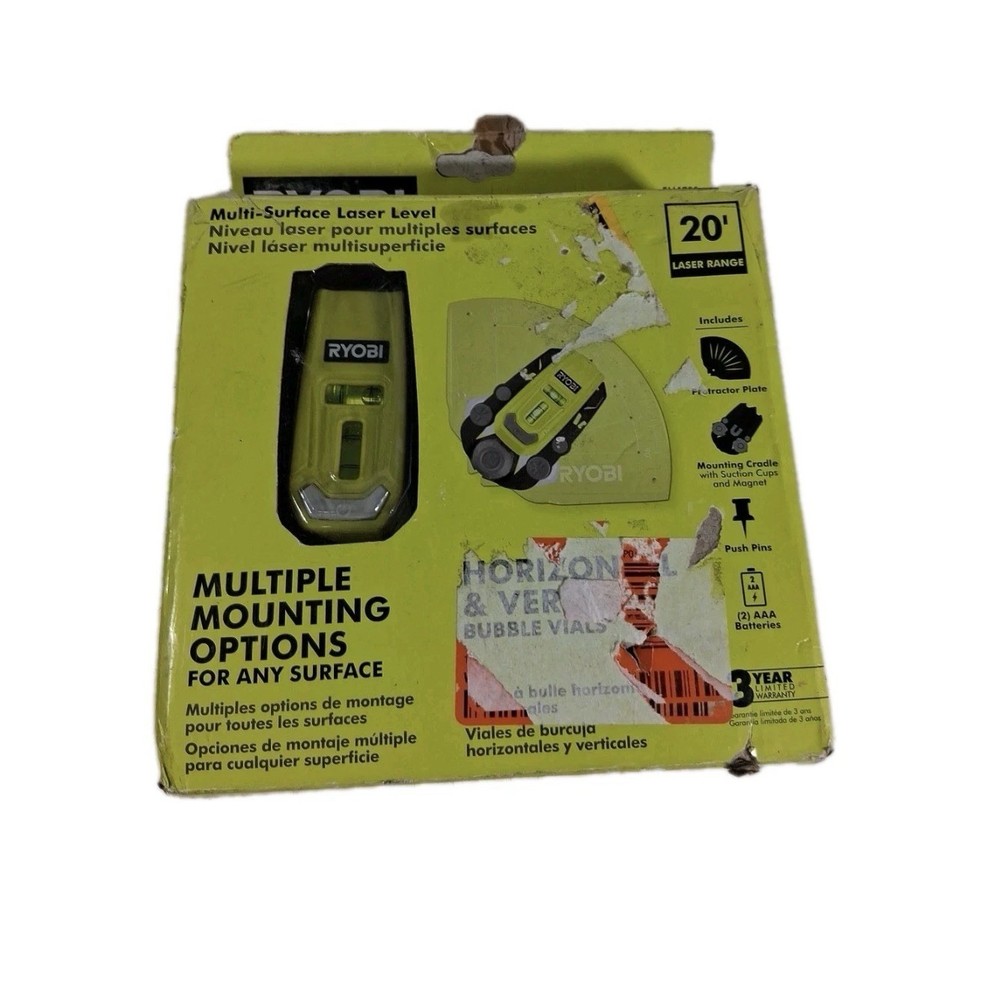 Ryobi Multi Surface Laser Level - ELL1750 20 ft. laser range C