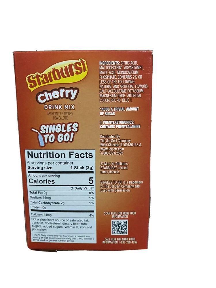 Starburst Cherry Singles Drink Mix 3 Pack