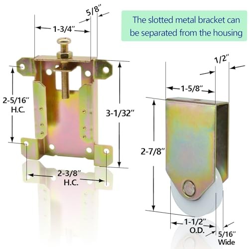 Sliding Mirror Closet Door Rollers Replacement Hardware 2-5/16" H.C.- 2Pack