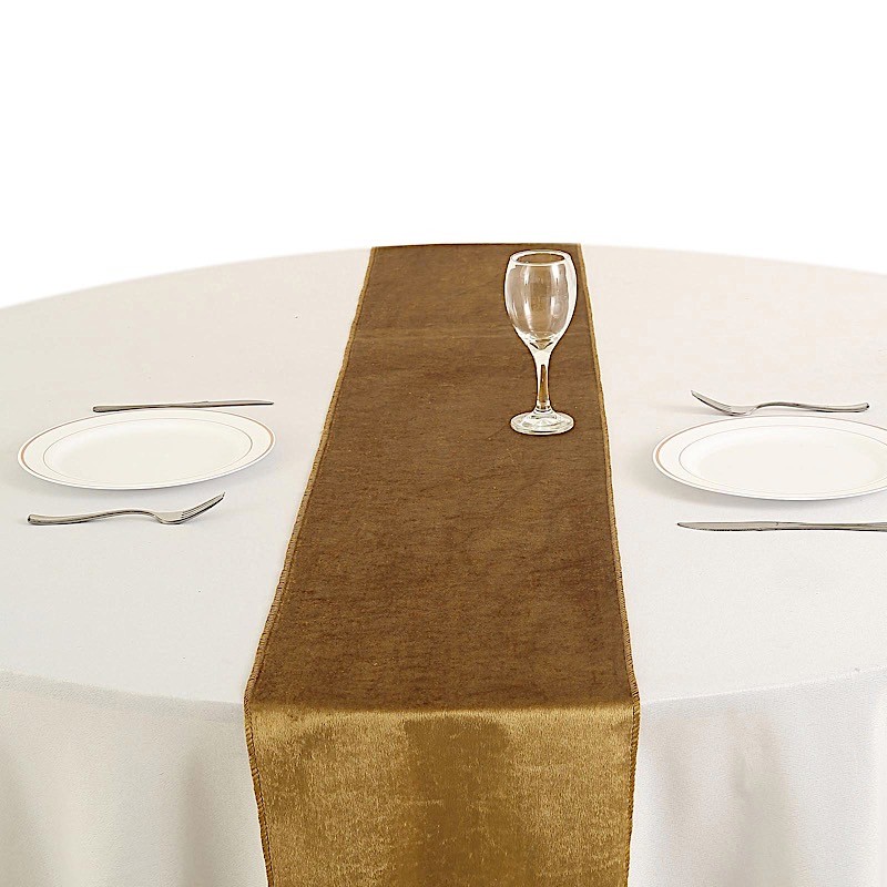 GOLD 12x107" Premium Velvet Table Runner Wedding Reception Linens Decorations