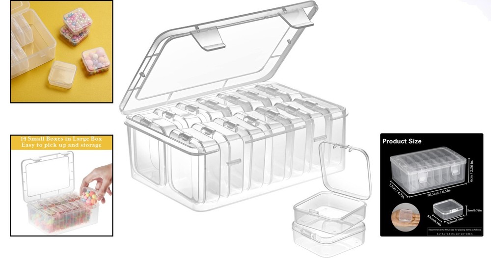 Stackable Plastic Jewelry Organizers - 15 Clear Boxes for Easy Access and Use
