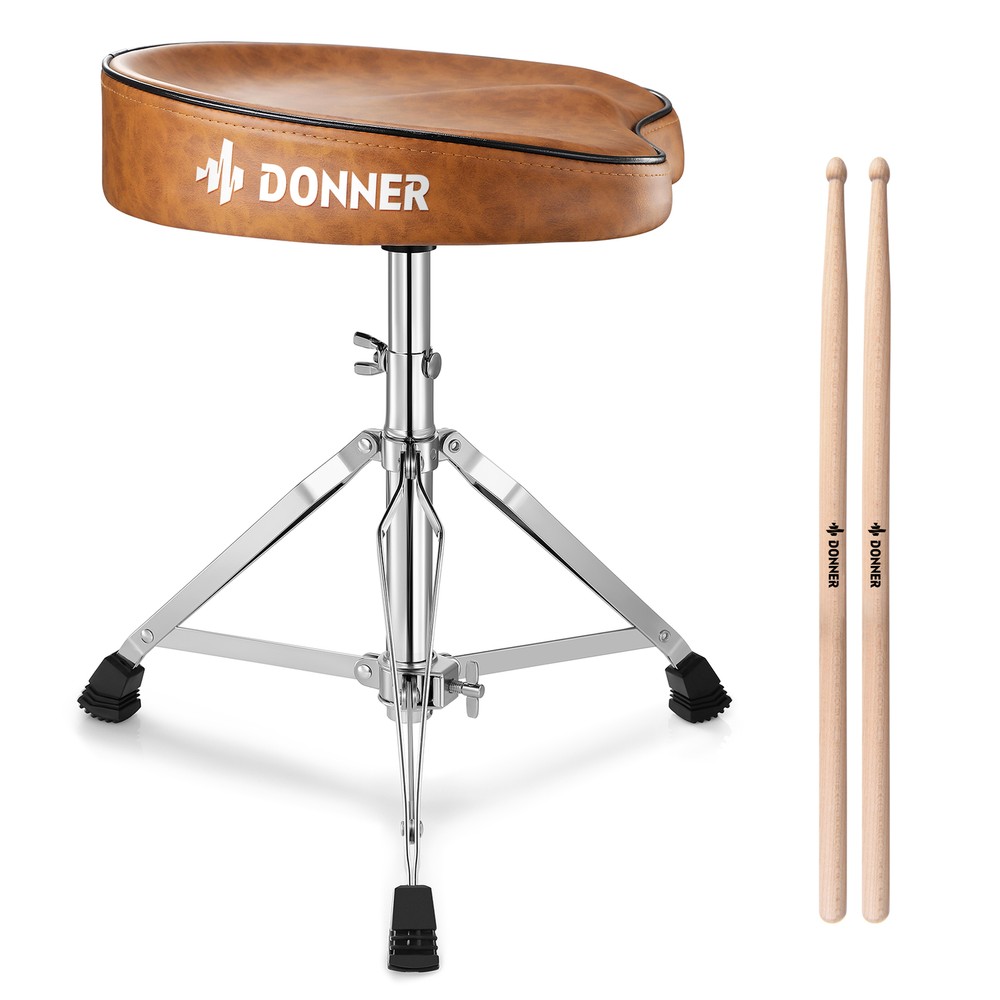 🪑 Donner Drum Throne Stool Padded Seat Height Adjustable Rotatable + Drumsticks