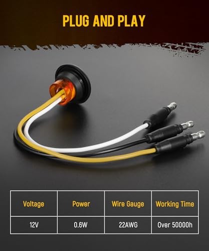 3/4 Inch Dual Function LED Lights - Strobe + Marker, [DOT Approved] Amber+Red