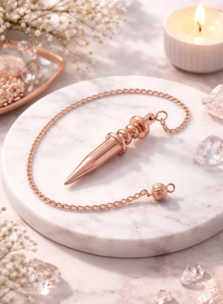 Copper Dowsing Pendulum Cone Point Reiki Healing Divination Tool Solid