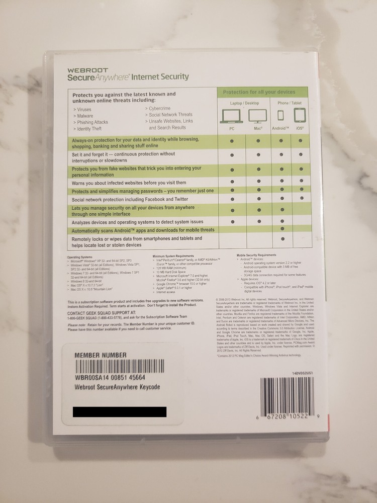 Webroot SecureAnywhere Internet Security Full Ver. 3 Devices PC/Mac/Mobile 2013