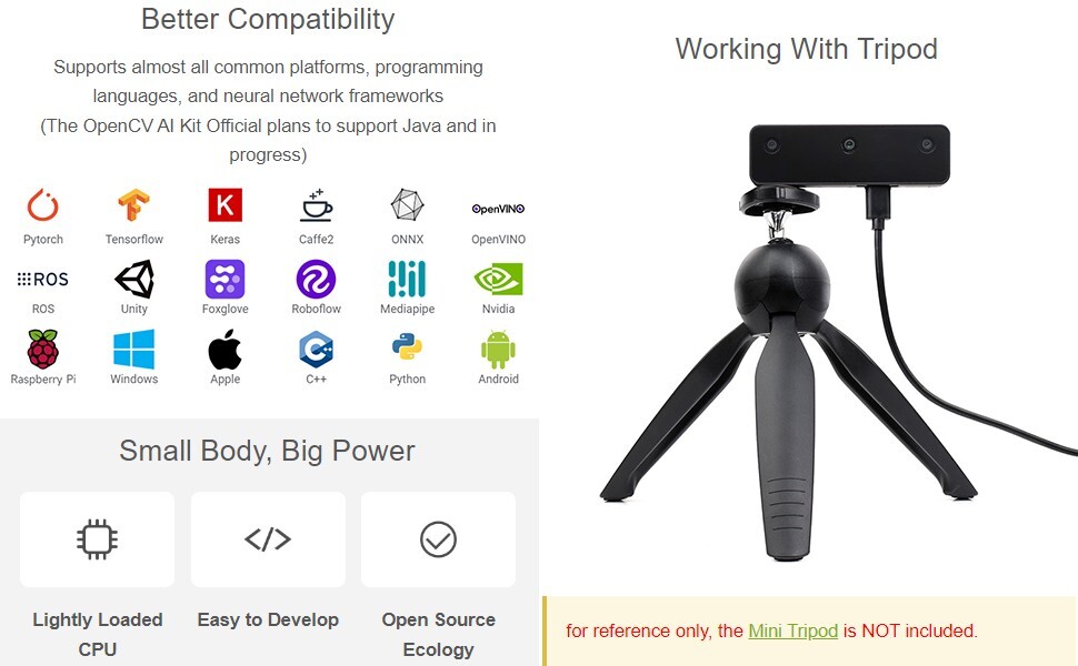 OAK-D-S2, 12MP, OpenCV AI Machine Vision Kit, Depth Measuring, Image Recognition