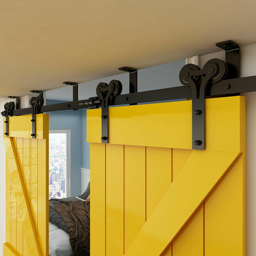 4-20FT Ceiling Mount Bracket Sliding Barn Door Hardware Track Kit Single/Double