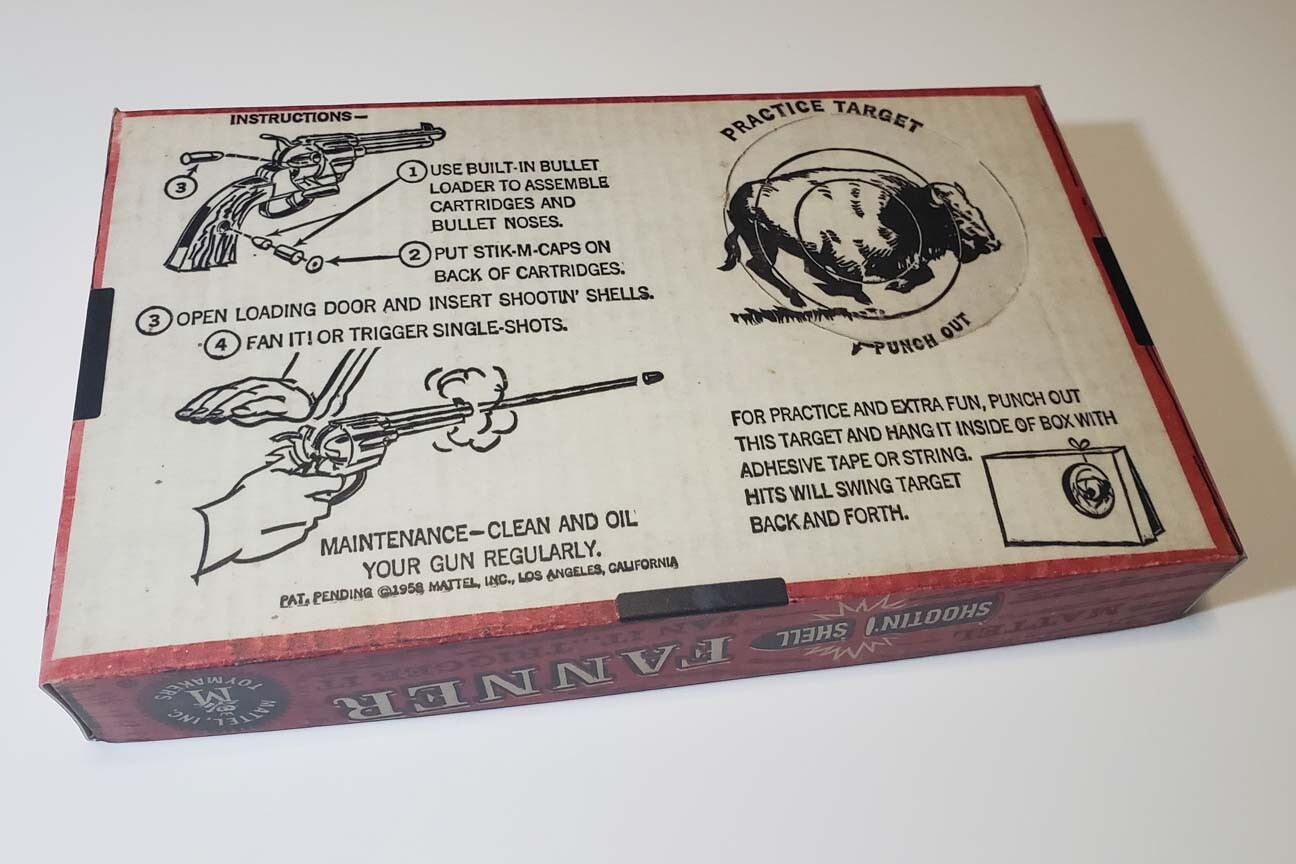 Mattel Shootin Shell Fanner Gun Pistol Empty Box Only 1958 Type Read