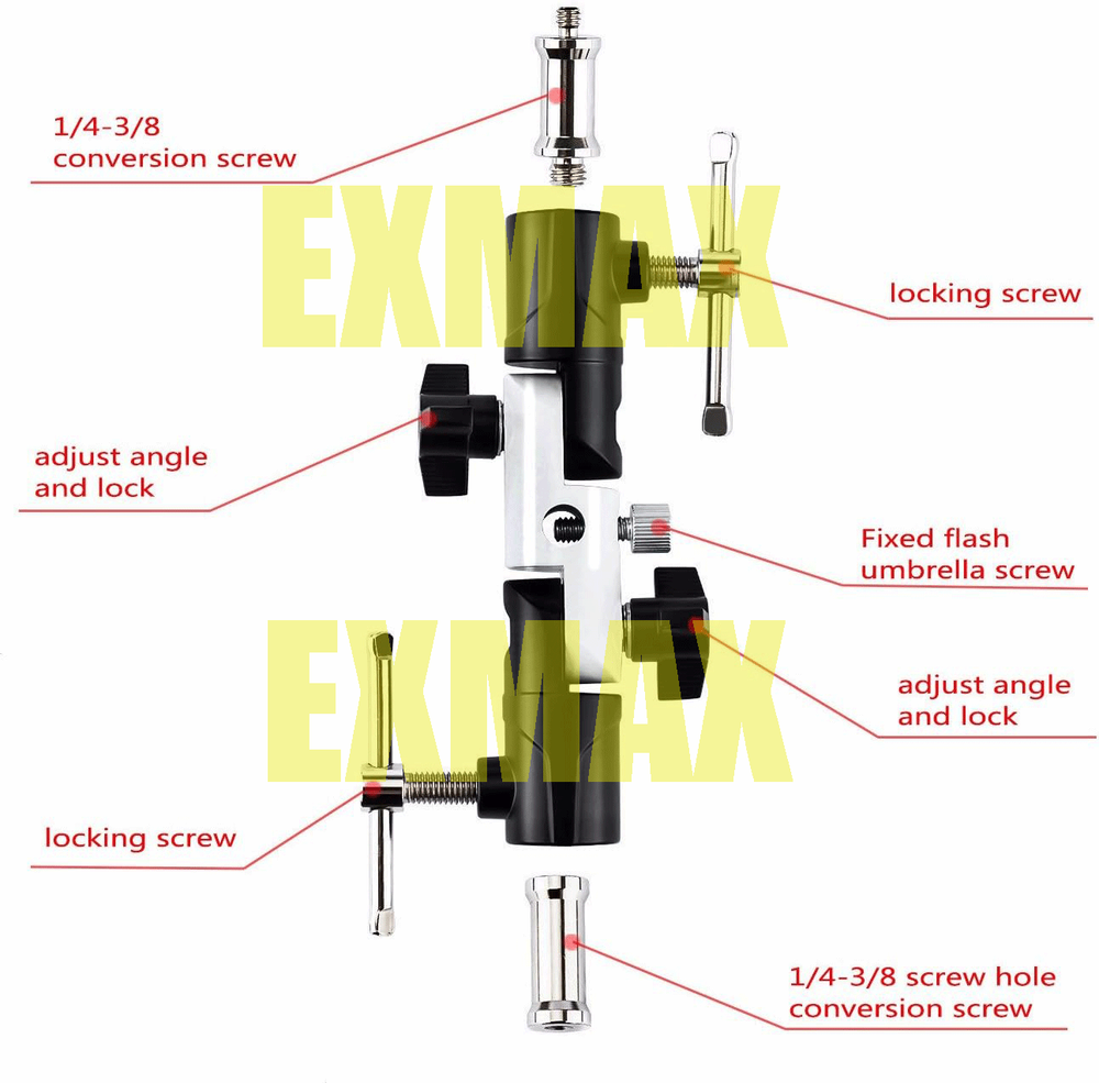 EXMAX Full Aluminum U-Bracket Fixed position in three direction for Camera Flash