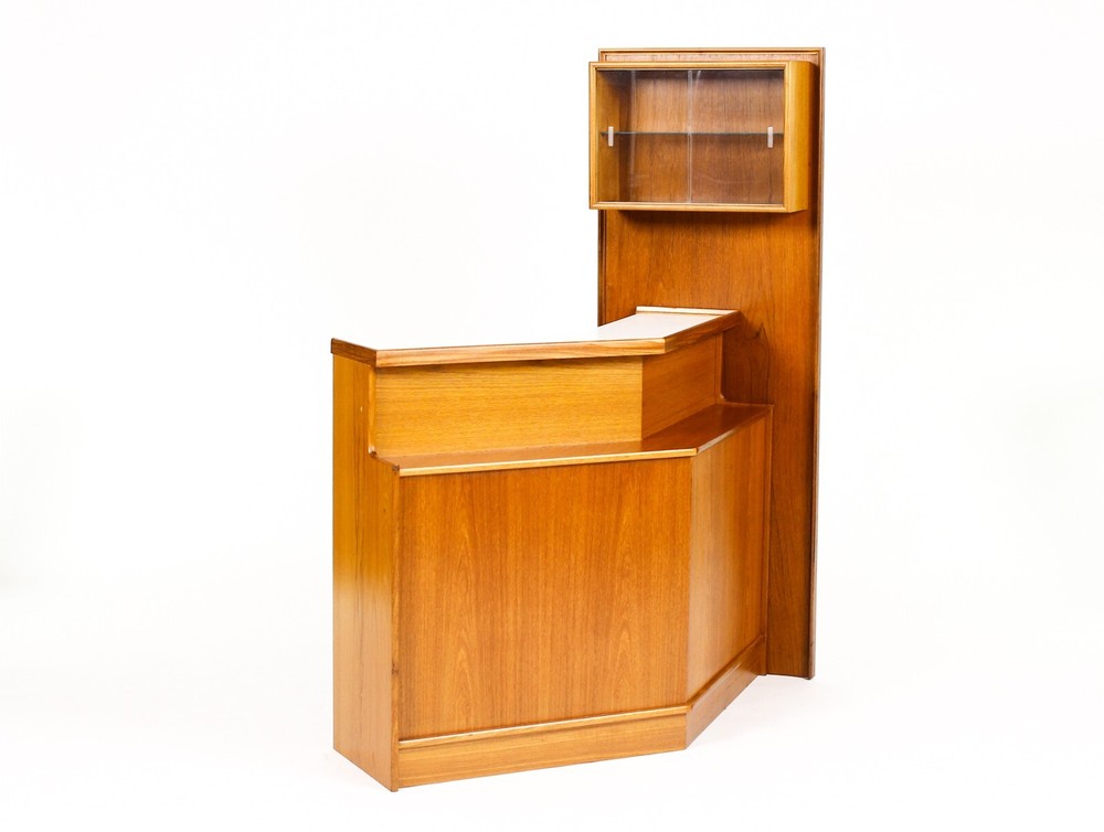 Danish Modern / Mid Century Teak Angular Dry Bar with Display Cabinet — Turnidge