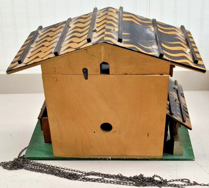Vintage German Made Cuckoo Clock Black Forest With Chains