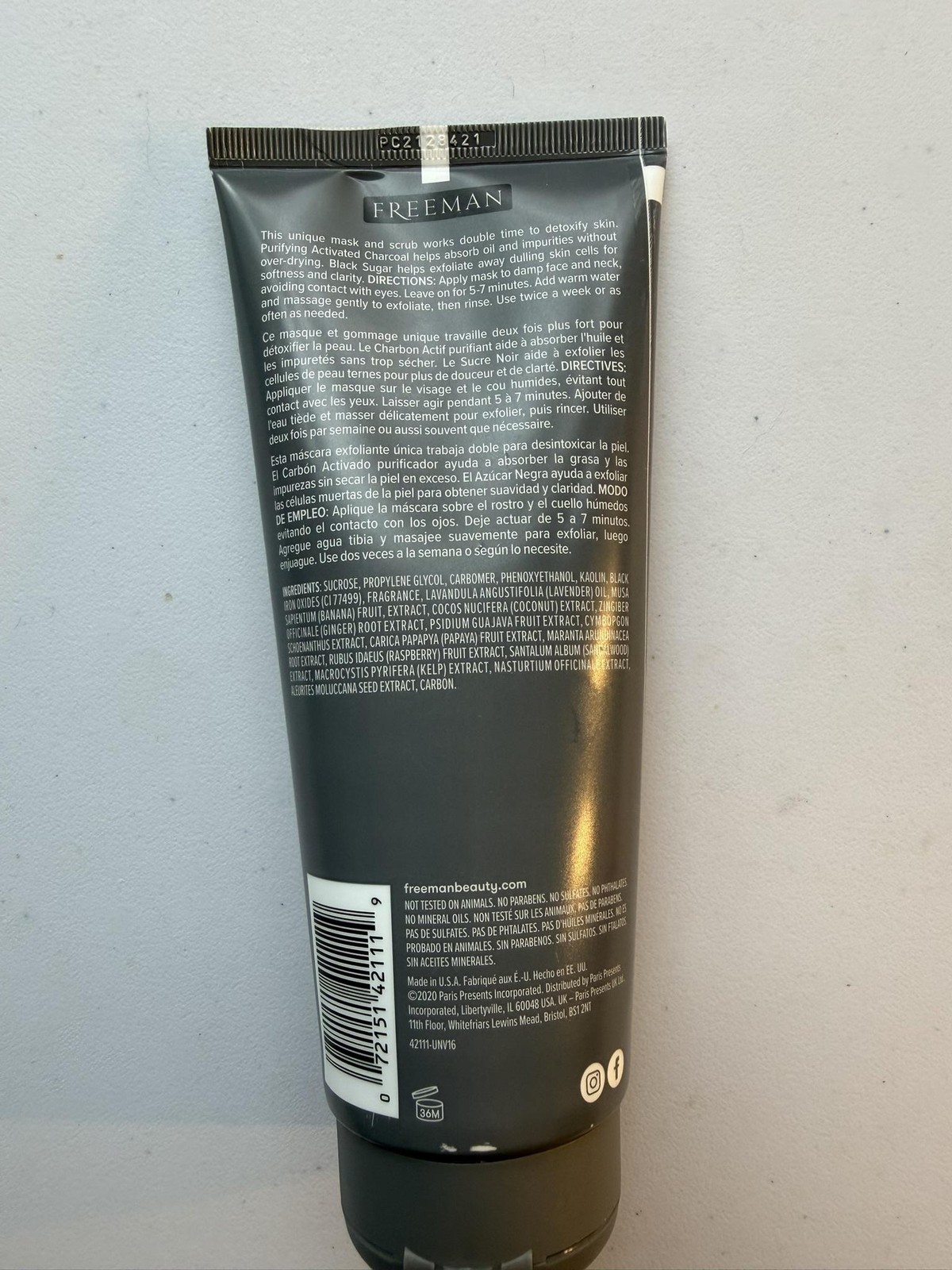 Freeman Exfoliating Gel Mask + Scrub Charcoal Black Sugar 6 Fl Oz Face Skincare