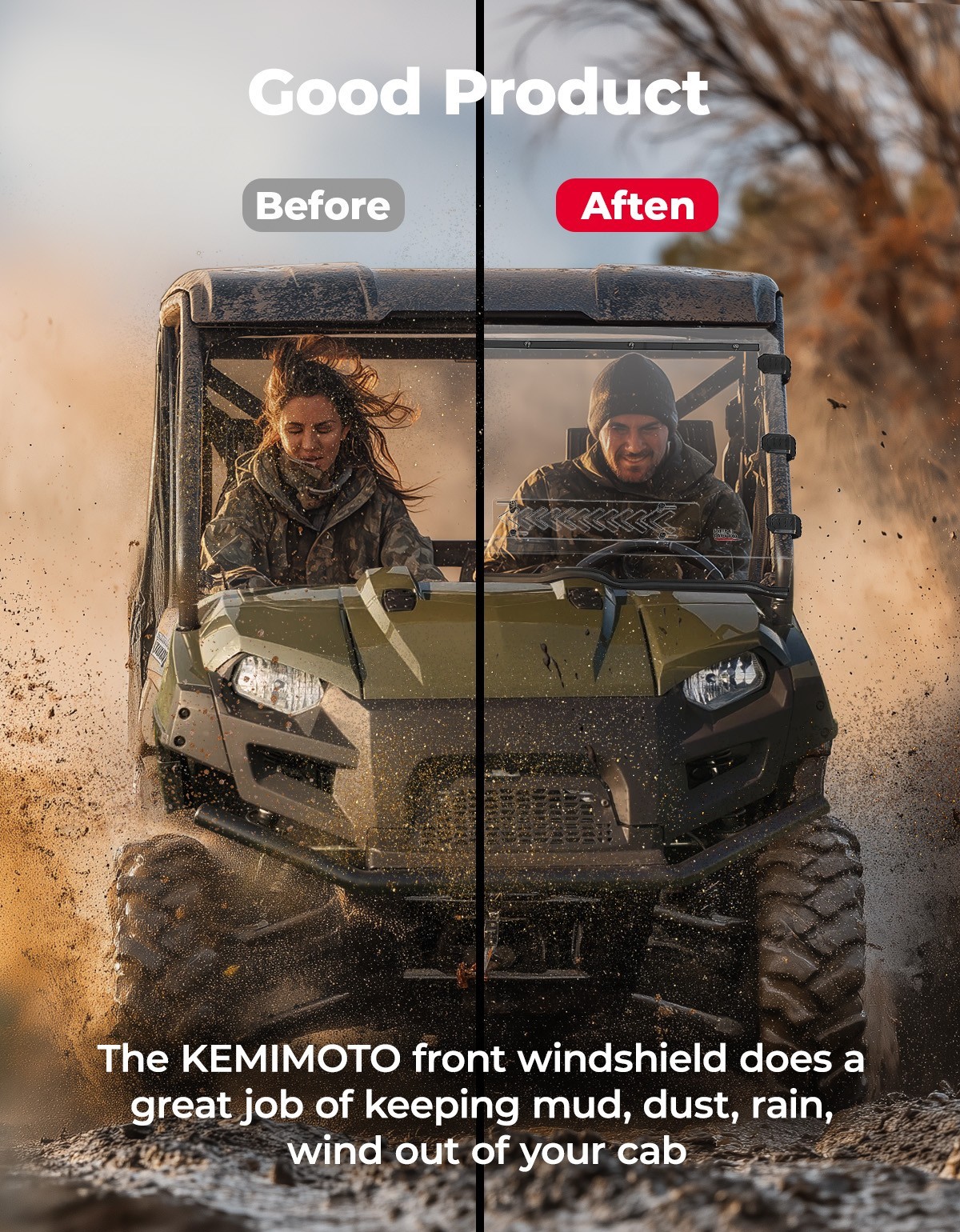 UTV Front Vented Windshield for Polaris Ranger 800 570 Full Size/ XP 800 / Crew