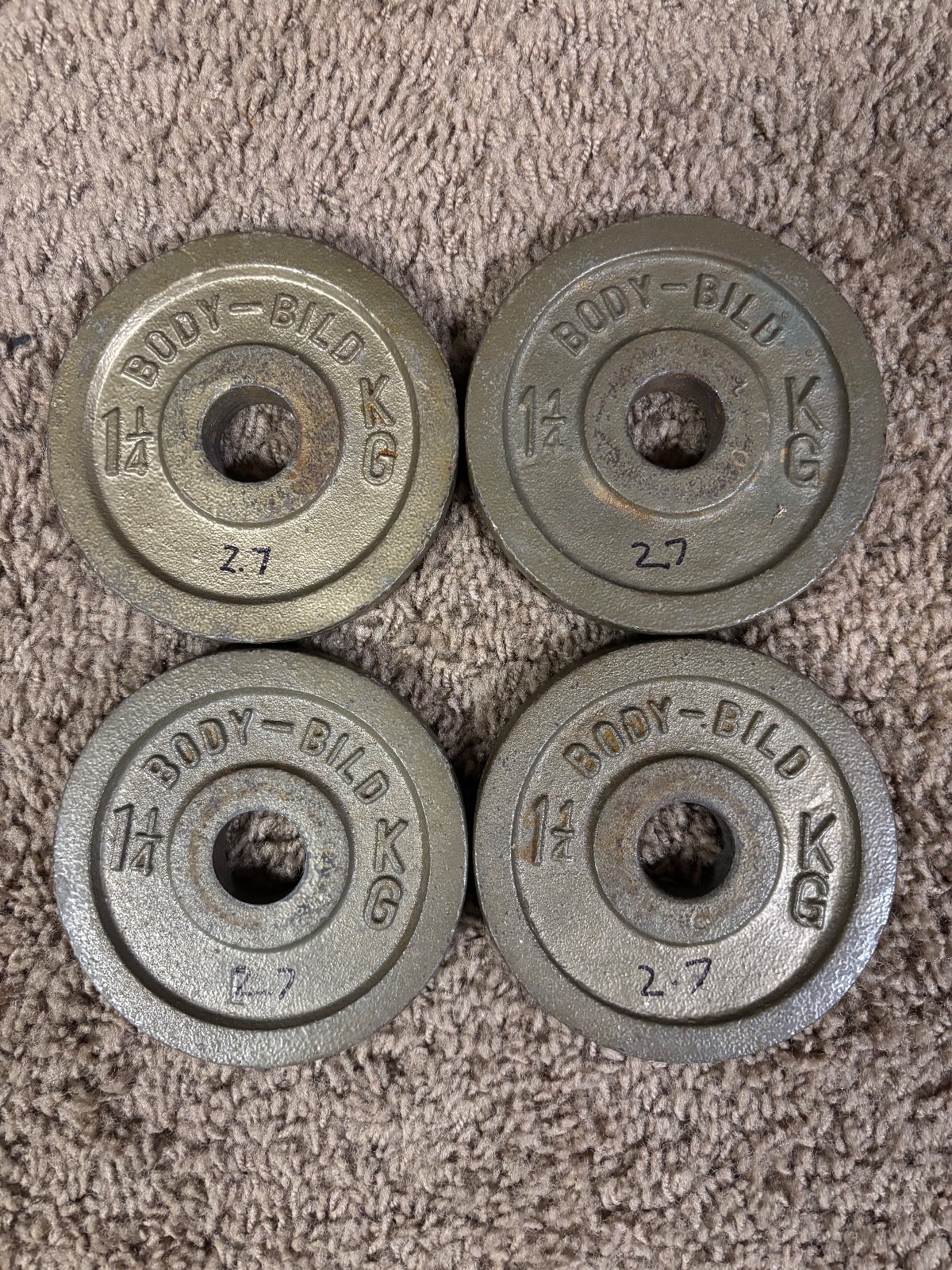 Vintage Body-Bild (England) 4 x 1 1/4 KG  1” weight plates weights