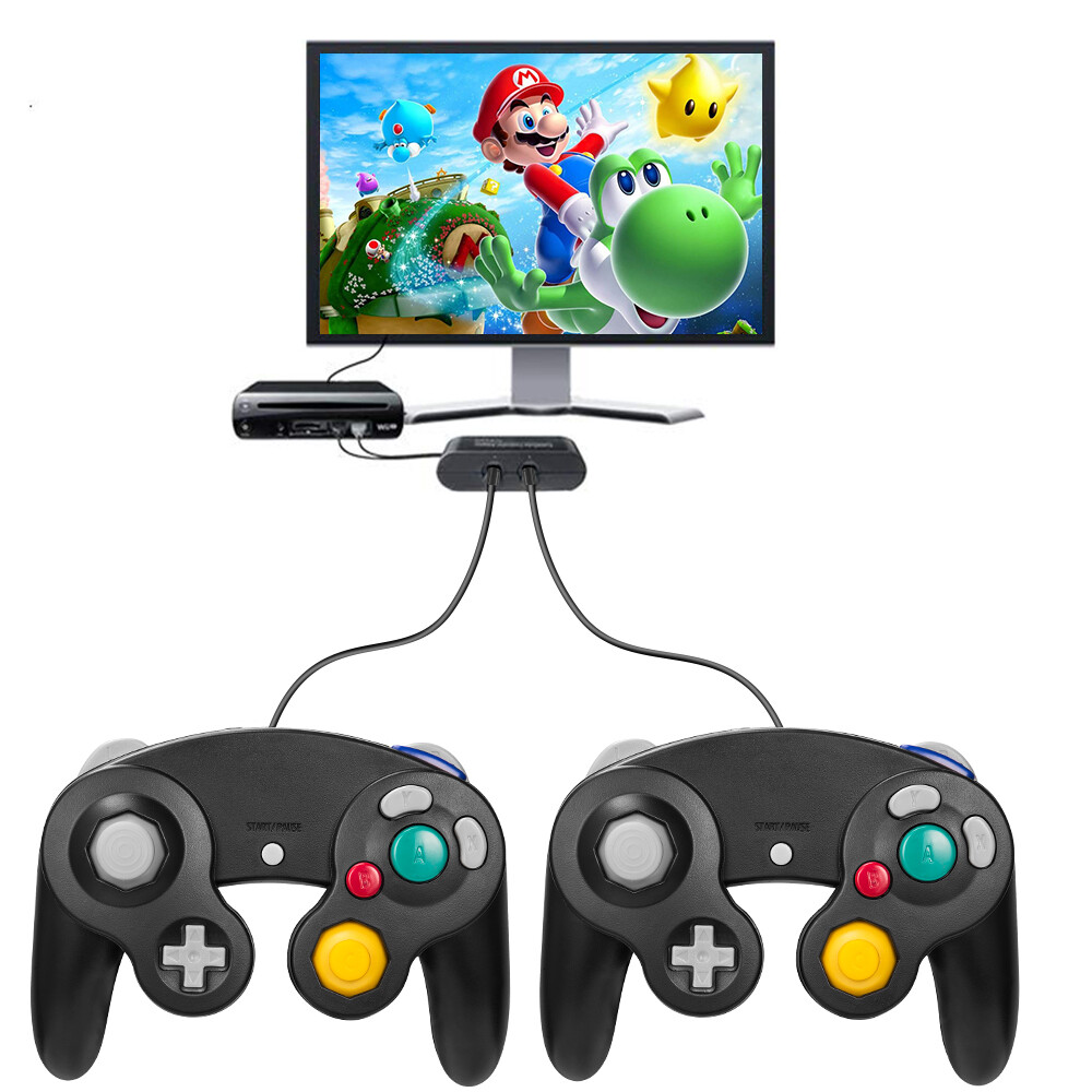 2 Pack Black Wired Controller For Nintendo GameCube Console CLASSIC JOYPAD