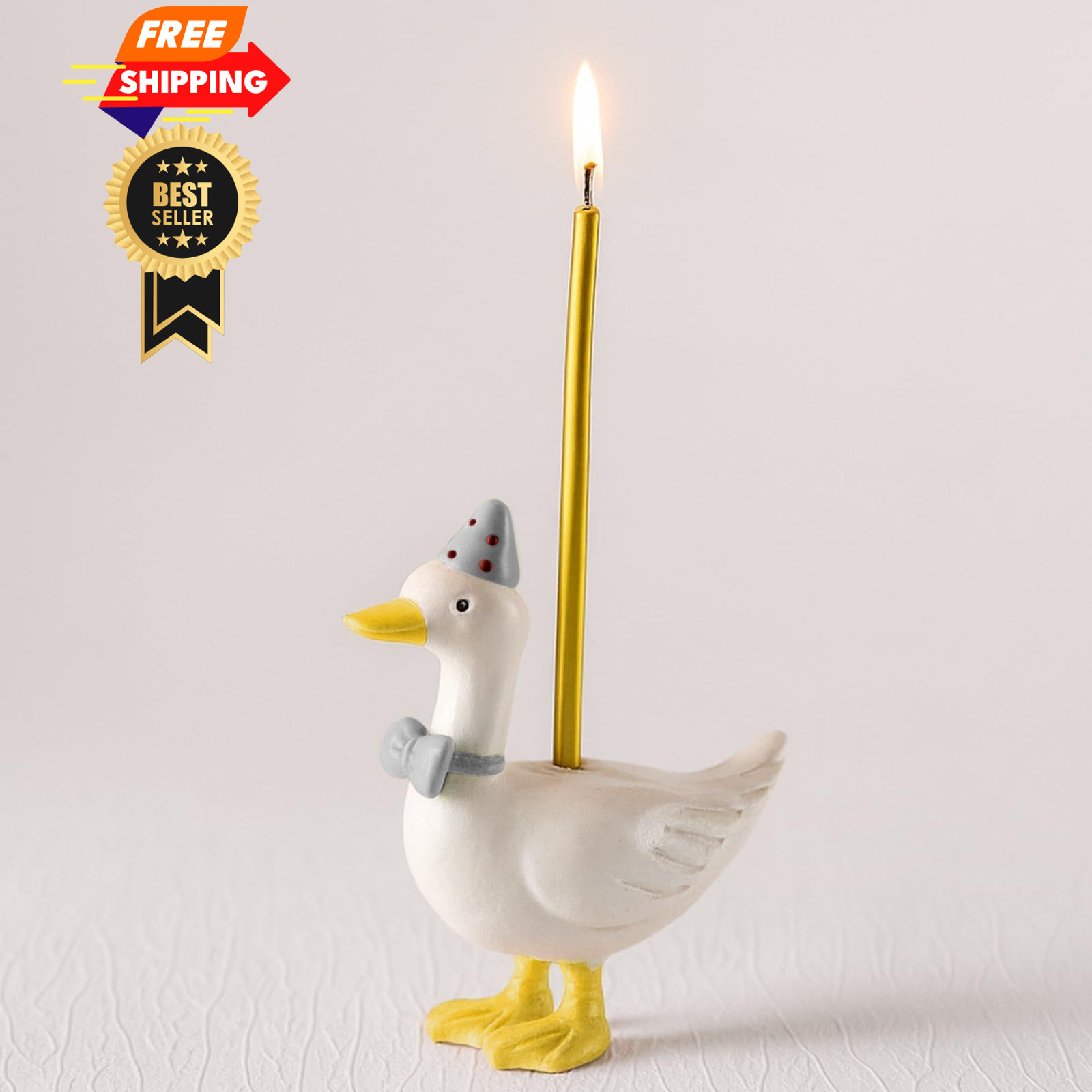 Mumufy Silly Goose Cake Candle Holders with Birthday One Gray