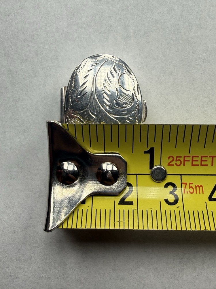 Vintage Solid Sterling Silver Oval Shape Etched Pattern Snuff/Pill Box - 5.7g