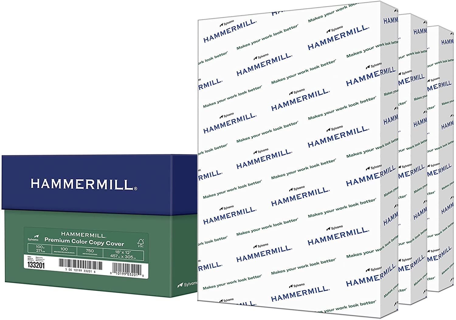 Hammermill Cardstock, Premium Color Copy, 100 lb, 18 x 12-3 Pack (750 Sheets)...