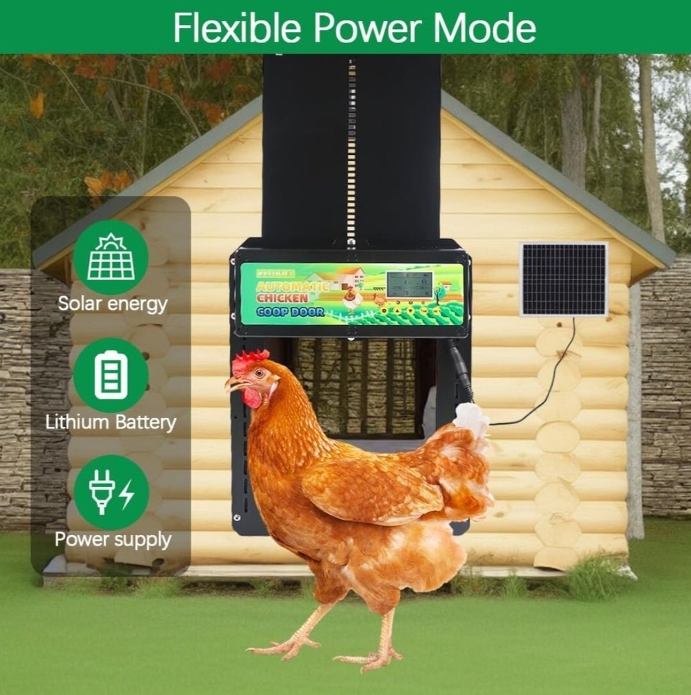 Automatic Chicken Coop Door Auto Chicken Door Opener Timer & Light Sensor