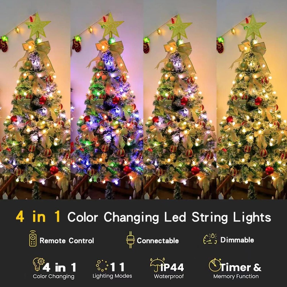 116ft Color Changing String Lights, 200 LED Multicolor & Warm White Globe Lig...
