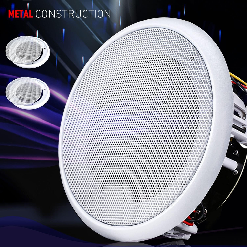 2PCS 8in White Ceiling Speaker Covers, Surface Mount Speaker Grill Mesh Round Sp