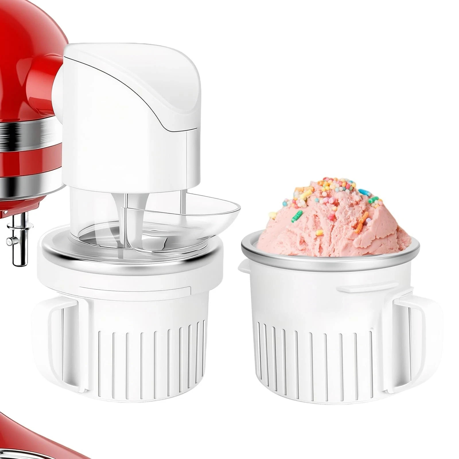 Ice Cream Attachment for Kitchenaid Stand Mixer with 250ML 250ML, White