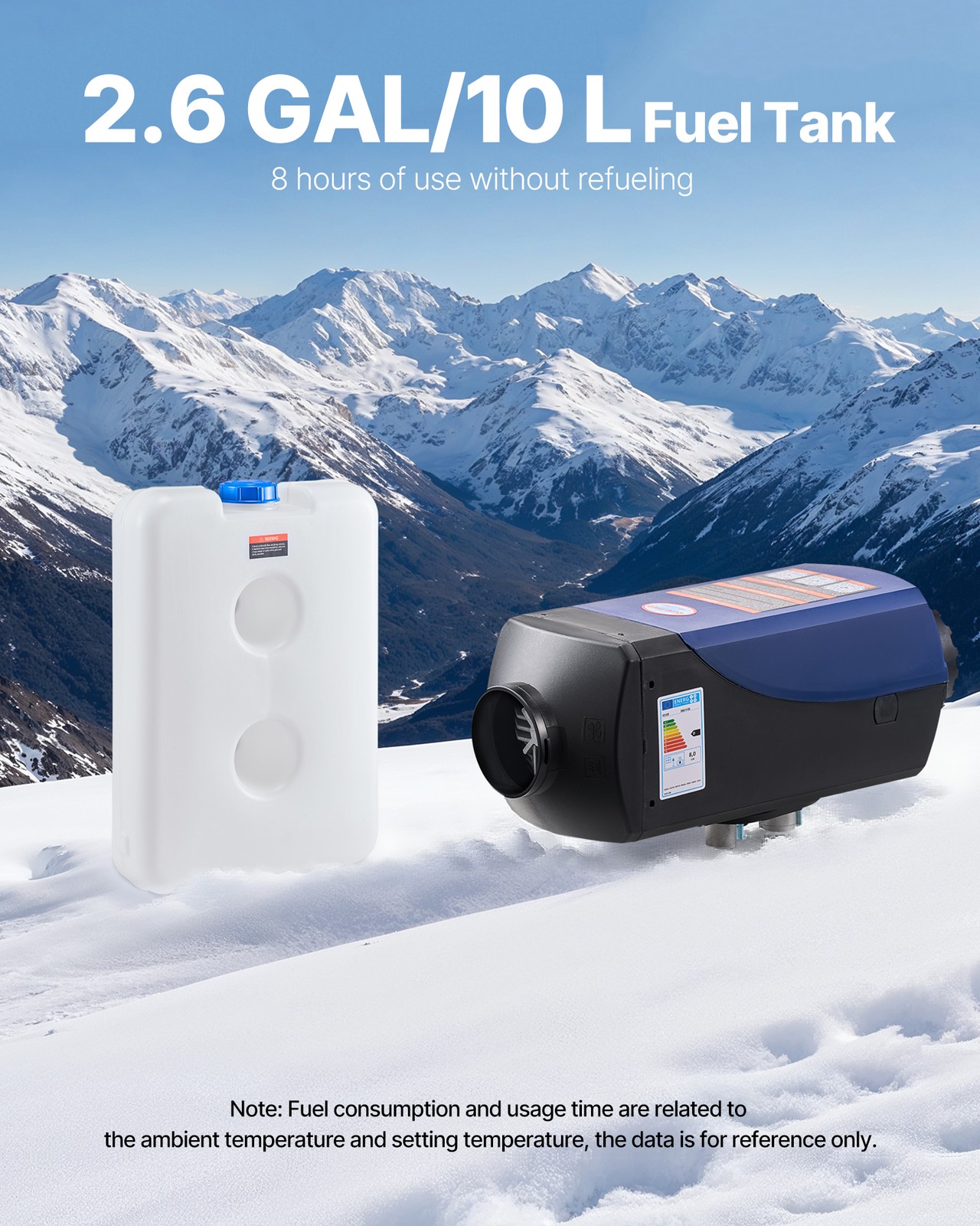 VEVOR Diesel Heater Portable Diesel Air Heater 8KW DC 12V/24V 2.6 Gal Large Tank