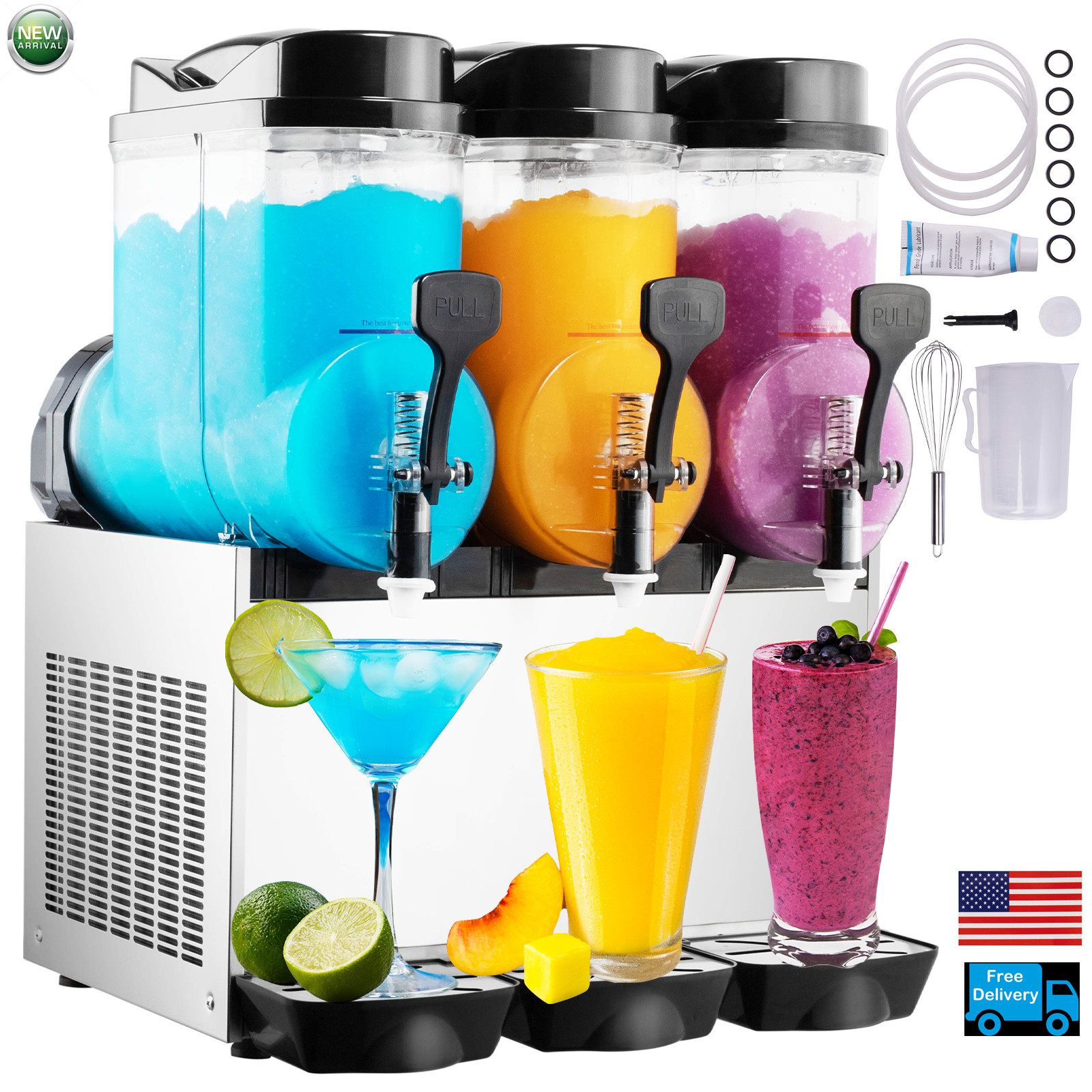 TECSPACE Commercial 1/2/3 Tank 15/30/45L Frozen Drink Slushy Making Machine