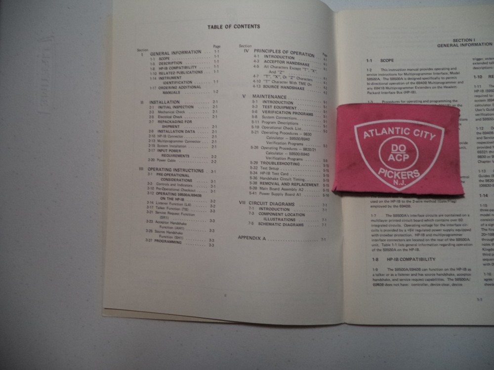 HEWLETT PACKARD MULTIPROGRAMMER INTERFACE MODEL 59500A OPERATING, SERVICE MANUAL