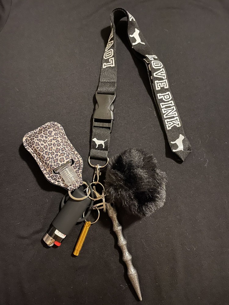 Pink Lanyard Key Chain Set