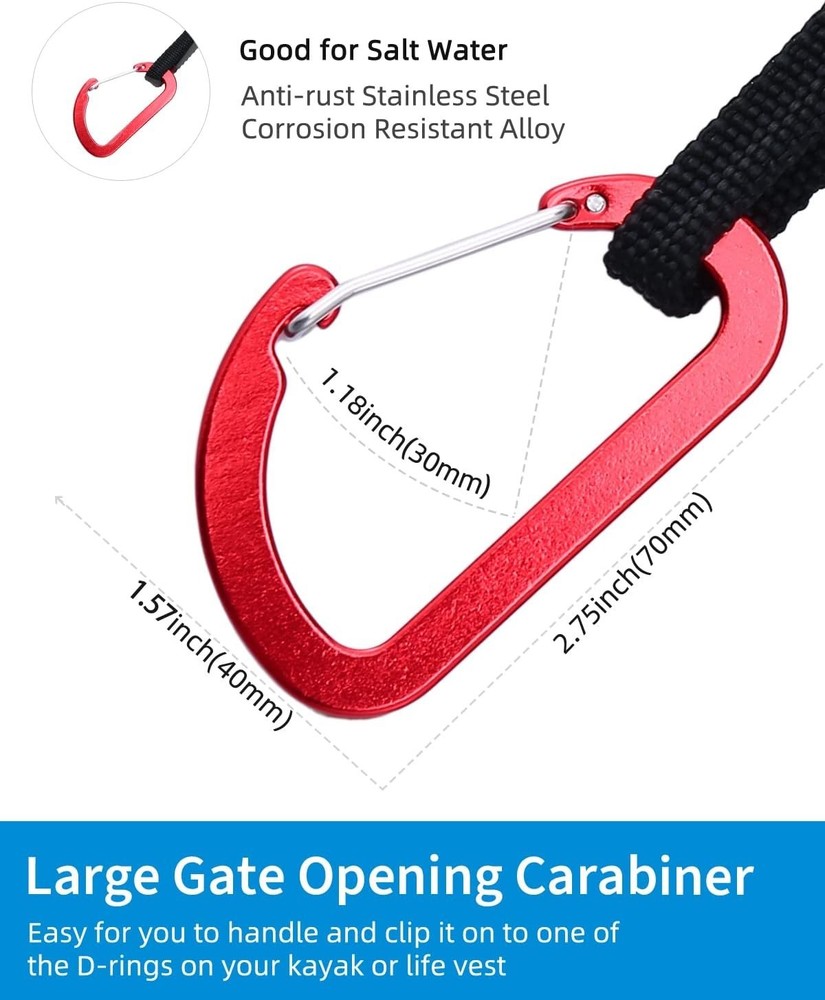Kayak Paddle Leash 4-7ft Stretchable Strap - Ultimate Paddle Safety Solution