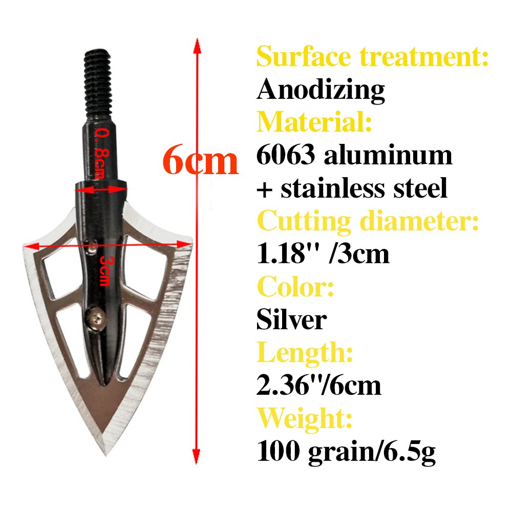 12X Archery Hunting Arrowhead Blade Broadhead Box 100gr Crossbow Bow Sharp Tip